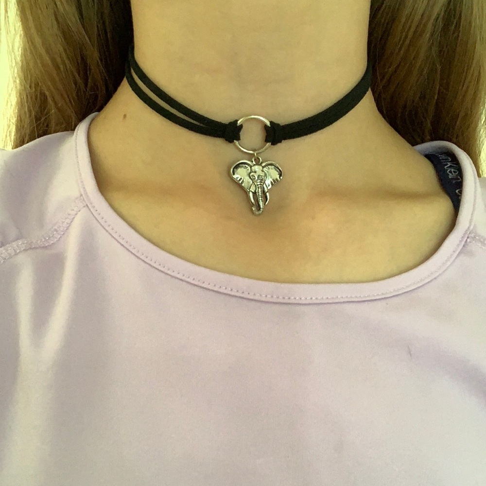 black elephant charm choker